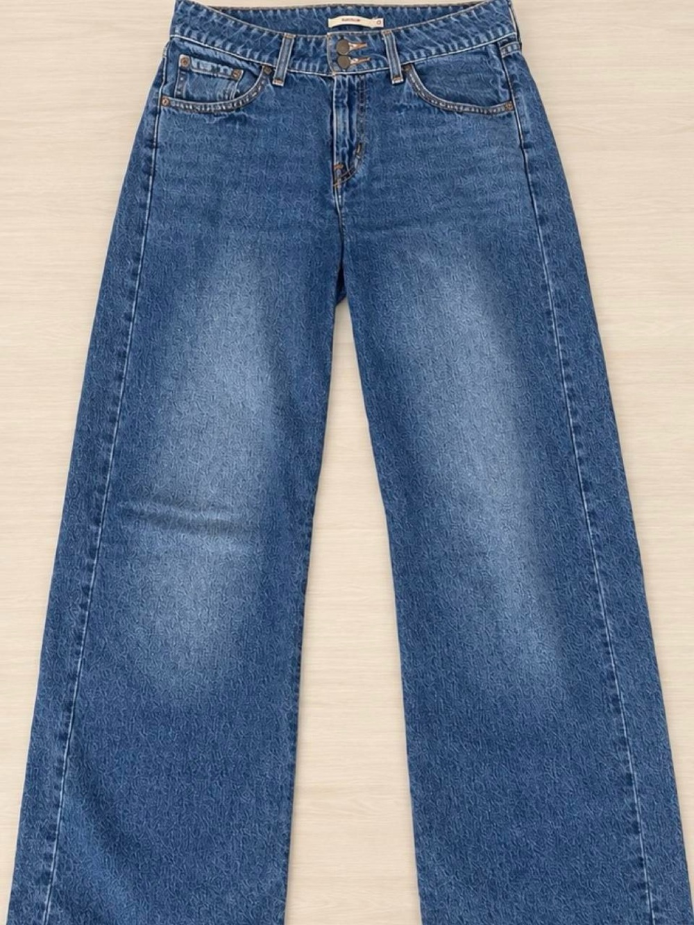 Levi's Dark Blue Wide-Leg Jeans with Faded Detailing